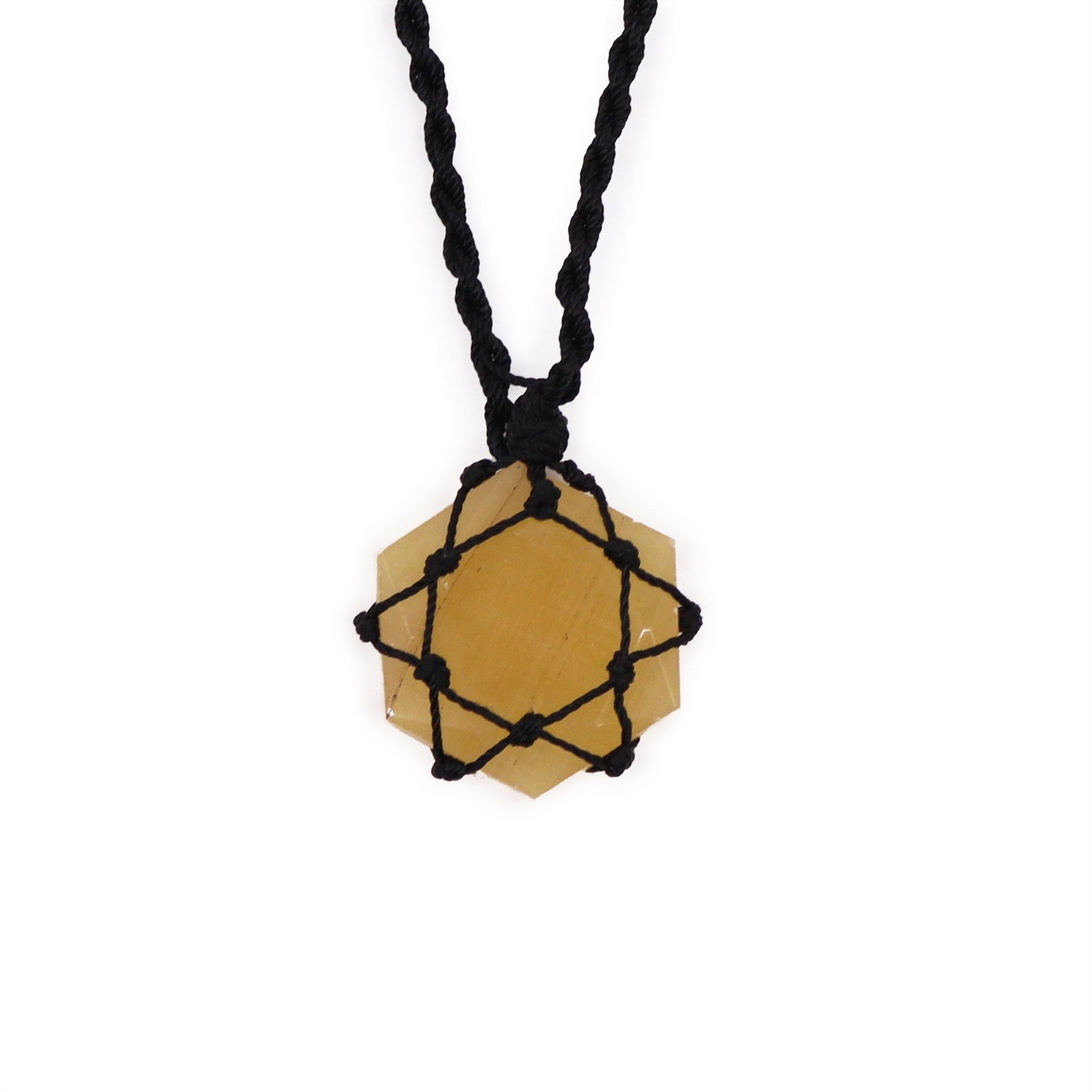 Laced Gemstone Hexagon Pendant – Yellow Quartz