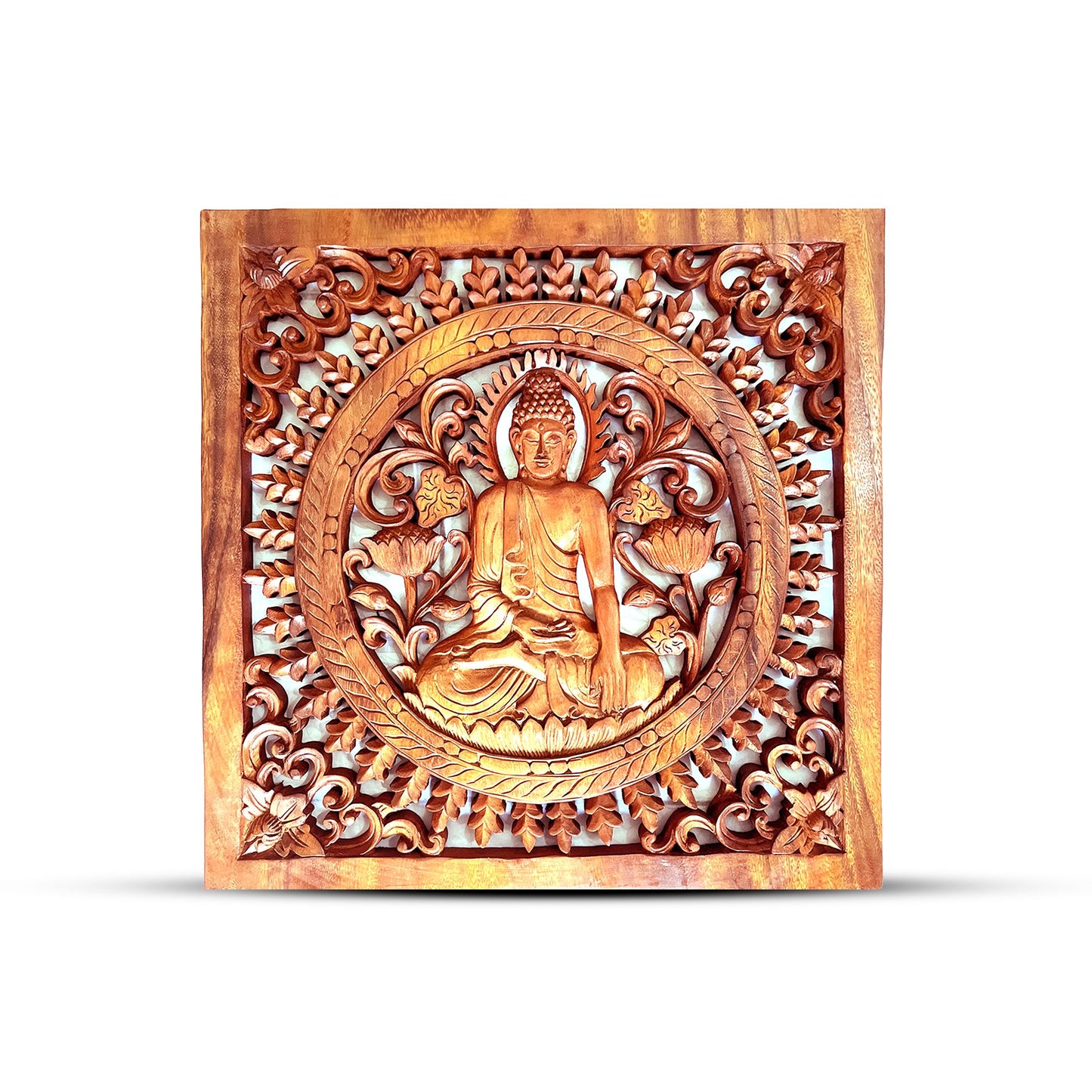Quadratisches dekoratives Buddha-Holzpaneel