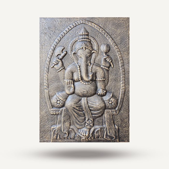 Großes Ganpati-Wandbild – Antikgold | 70 x 100 cm