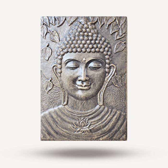 Großes Buddha-Wandbild – Antikgold | 70 x 100 cm