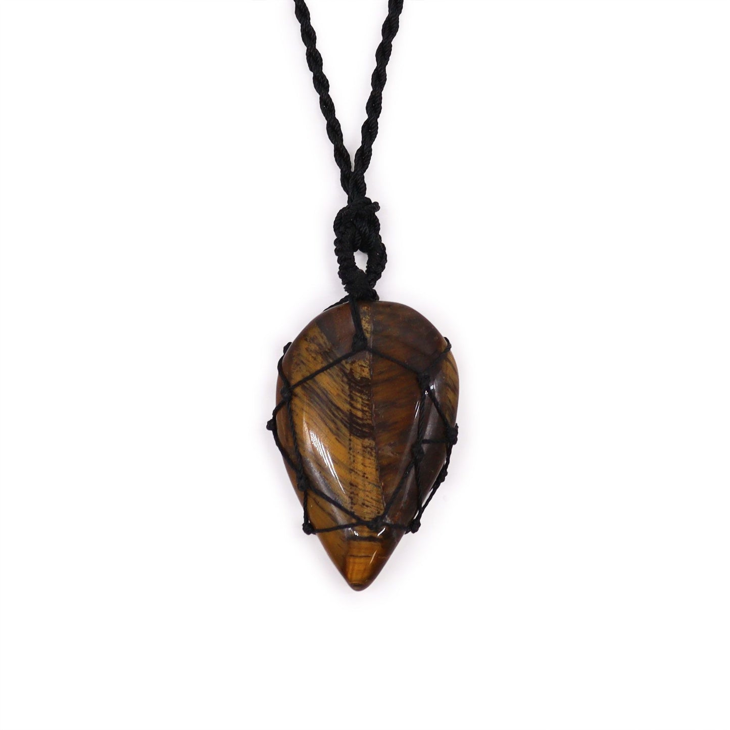 Laced Gemstone Teardrop Pendant – Tiger Eye Natural Stone