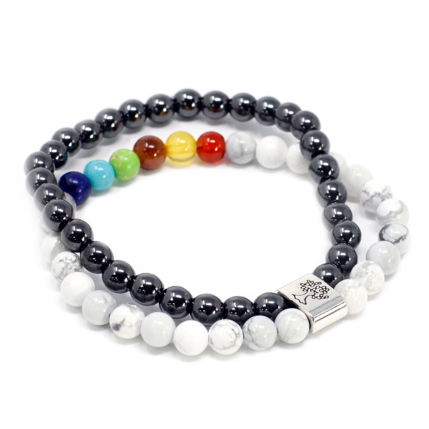 Magnetisches Chakra-Armband aus weißem Howlith – Naturstein-Design