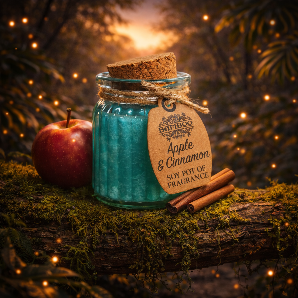 Bougie soja pomme & cannelle en pot – Parfum épicé