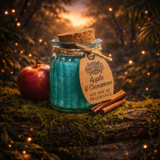 Bougie soja pomme & cannelle en pot – Parfum épicé