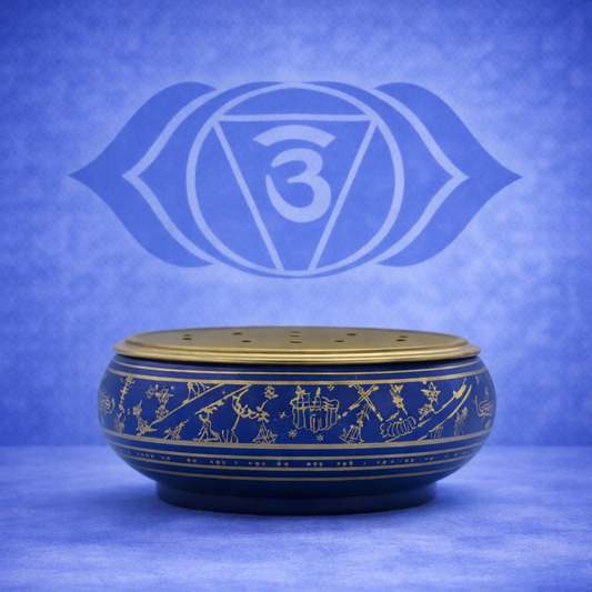 Hohes Chakra-Räuchergefäß mit Holzkohle – Drittes Auge