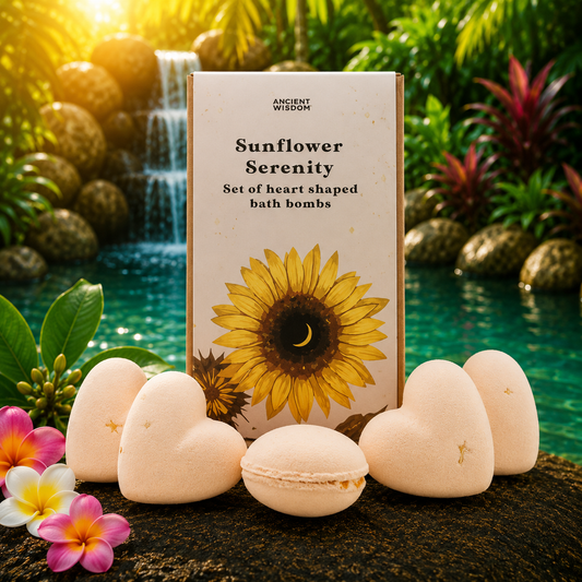 Sonnenblumen-Serenity-Badeherz-Geschenkset