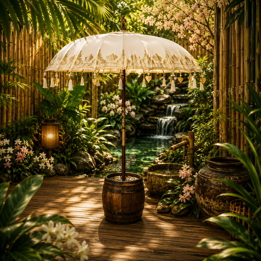 Bali Patio Parasol - Canvas - Natural Decor - 2m