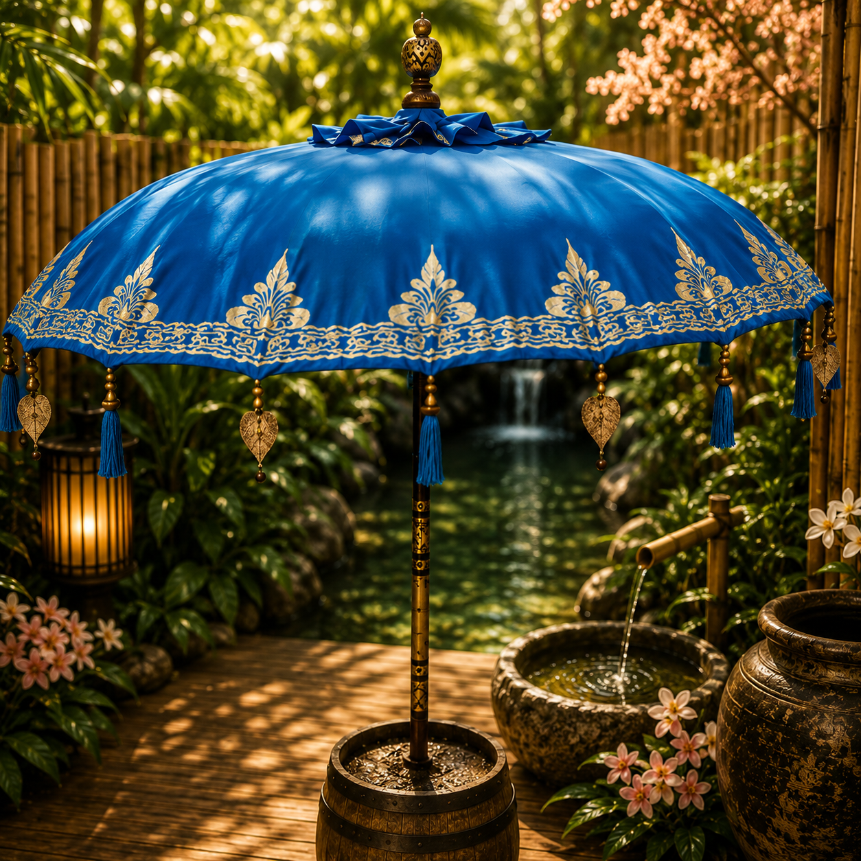 Bali Patio Parasol - Cotton - Turquoise Decor - 2m