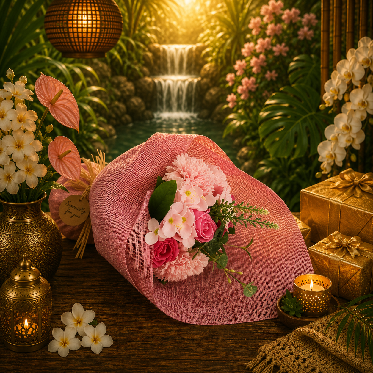 Standing Soap Flower Bouquet - Pink