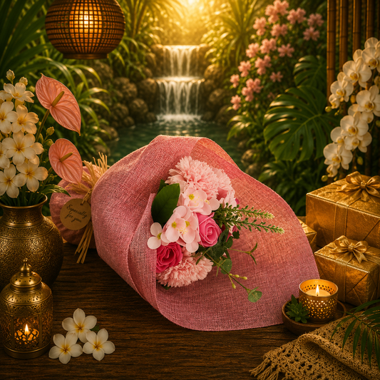 Stehender Seifenblumenstrauß – Rosa