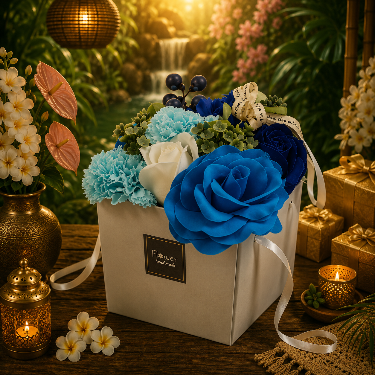 Soap Flower Bouqet - Blue Wedding