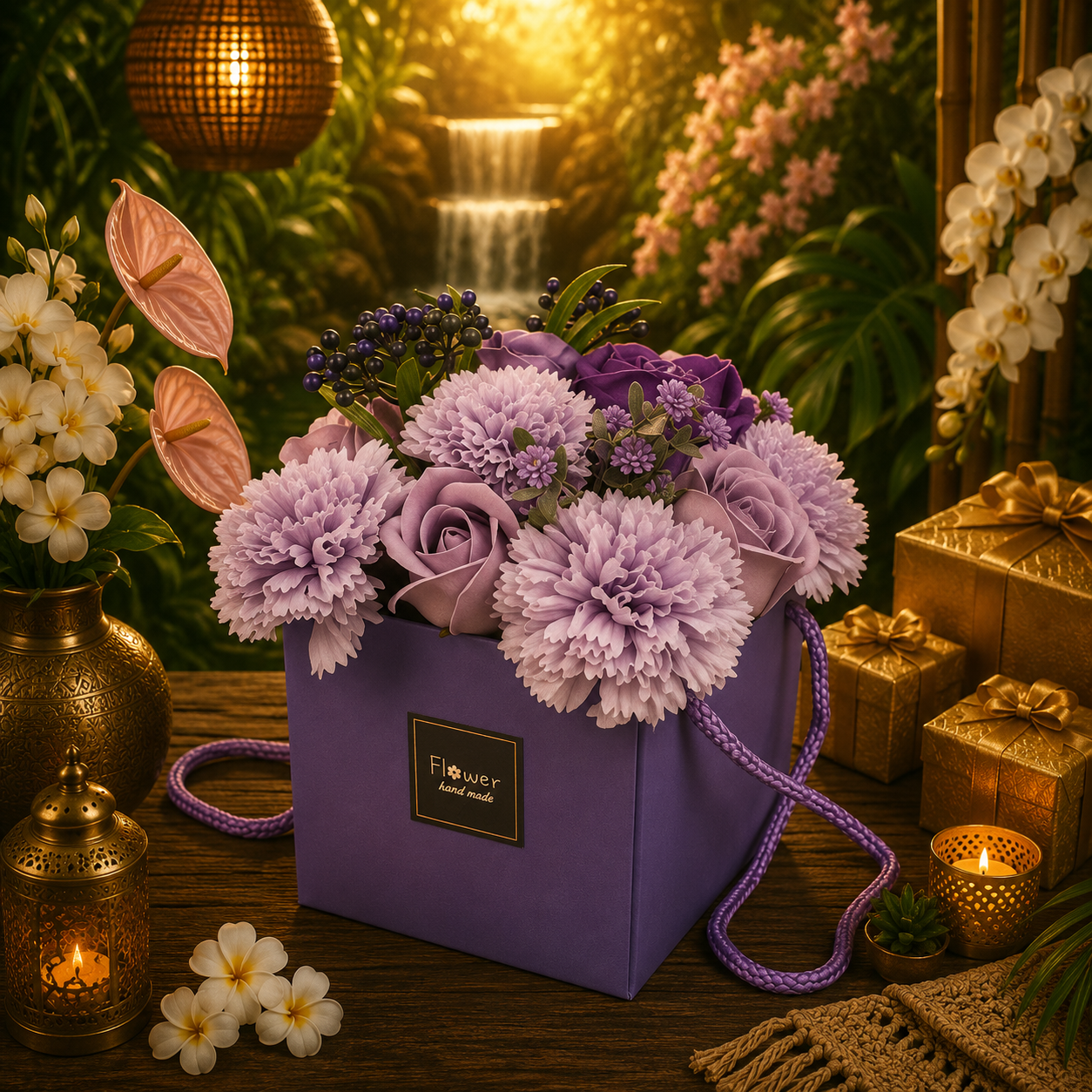 Soap Flower Bouqet - Lavender Rose & Carnation