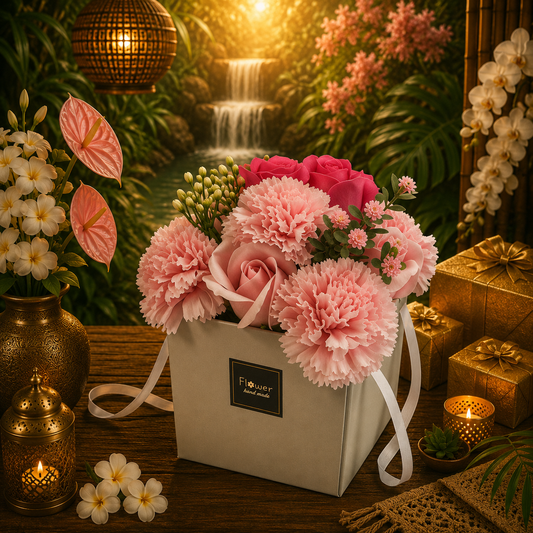 Soap Flower Bouqet - Pink Rose & Carnation