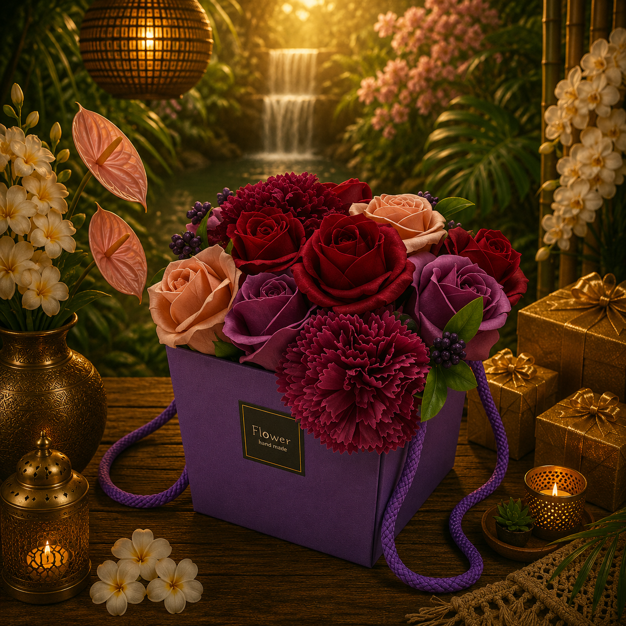 Soap Flower Bouqet - Purple Flower Garden