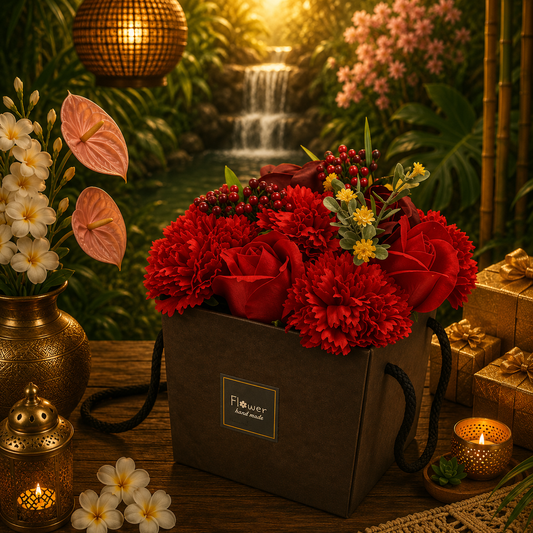 Soap Flower Bouqet - Red Rose & Carnation