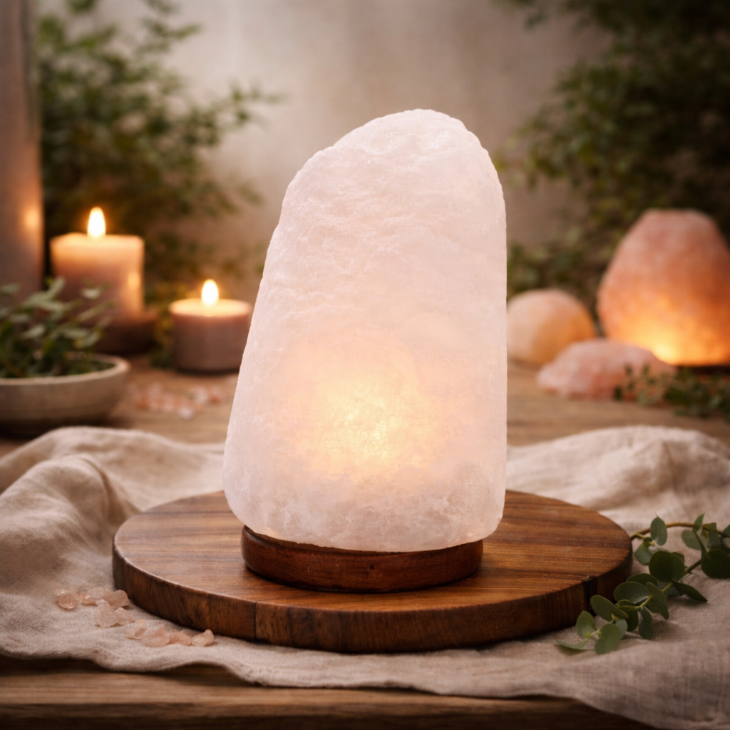 Crystal Rock Himalayan Salt Lamp with Wooden Base
