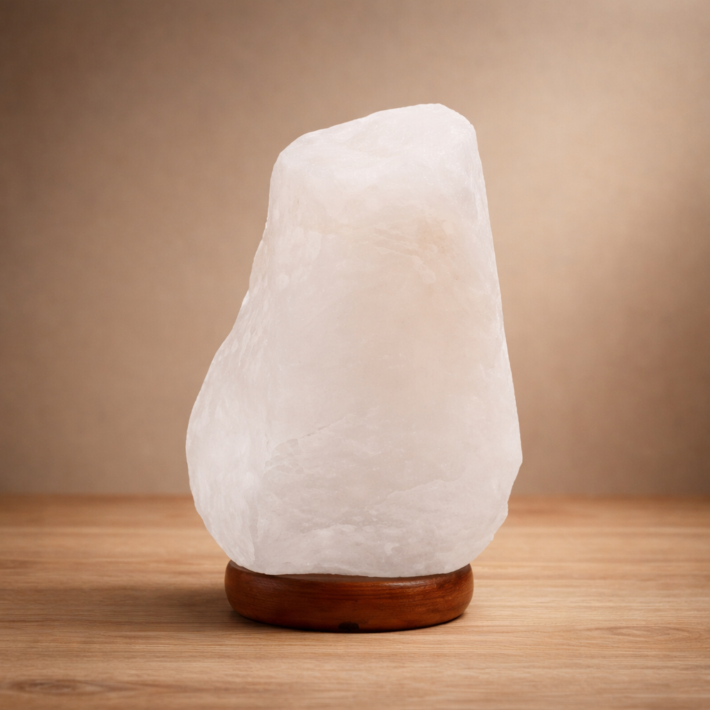 Crystal Rock Himalayan Salt Lamp with Wooden Base