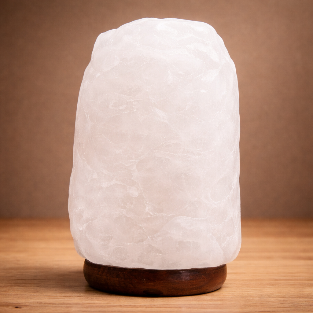 Crystal Rock Himalayan Salt Lamp with Wooden Base