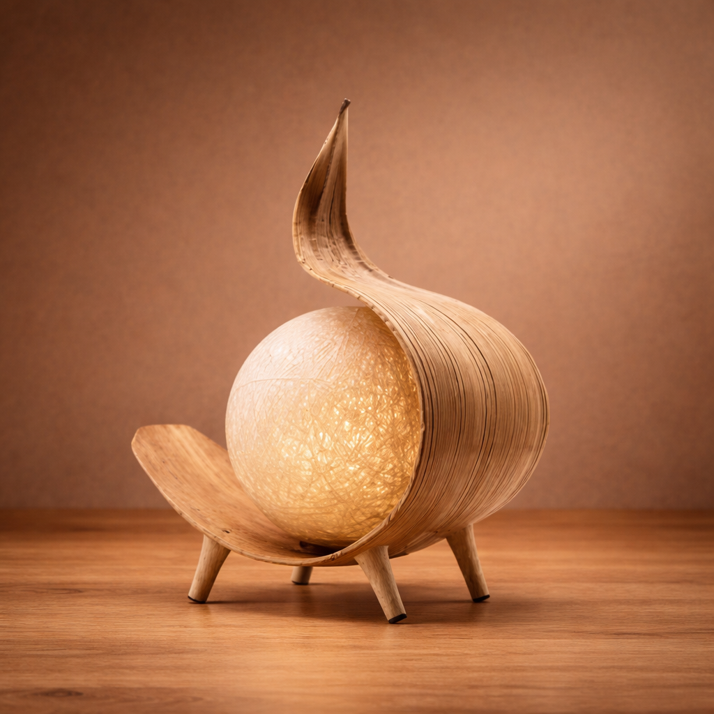 Coconut Leaf Table Lamp – Handcrafted Natural Design
