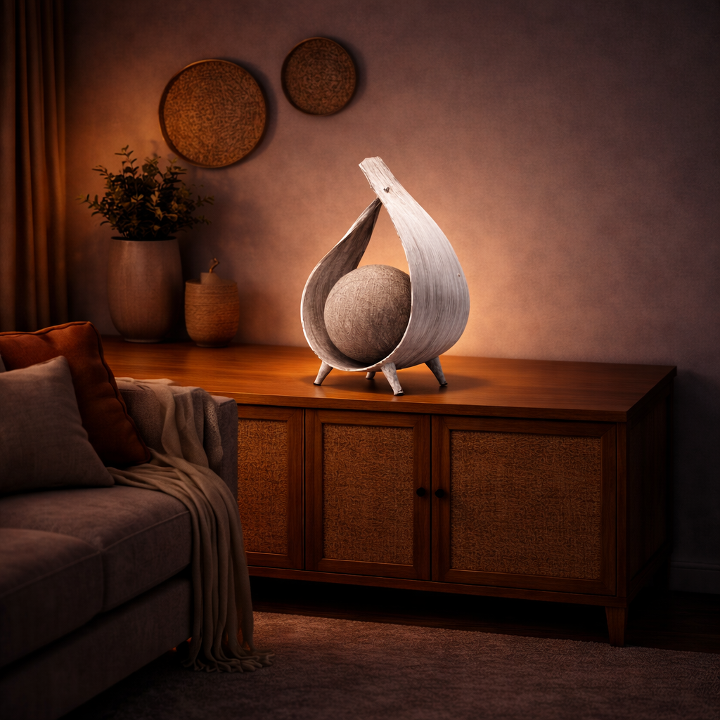 Natural Coconut Lamp - Greywash Wrapover