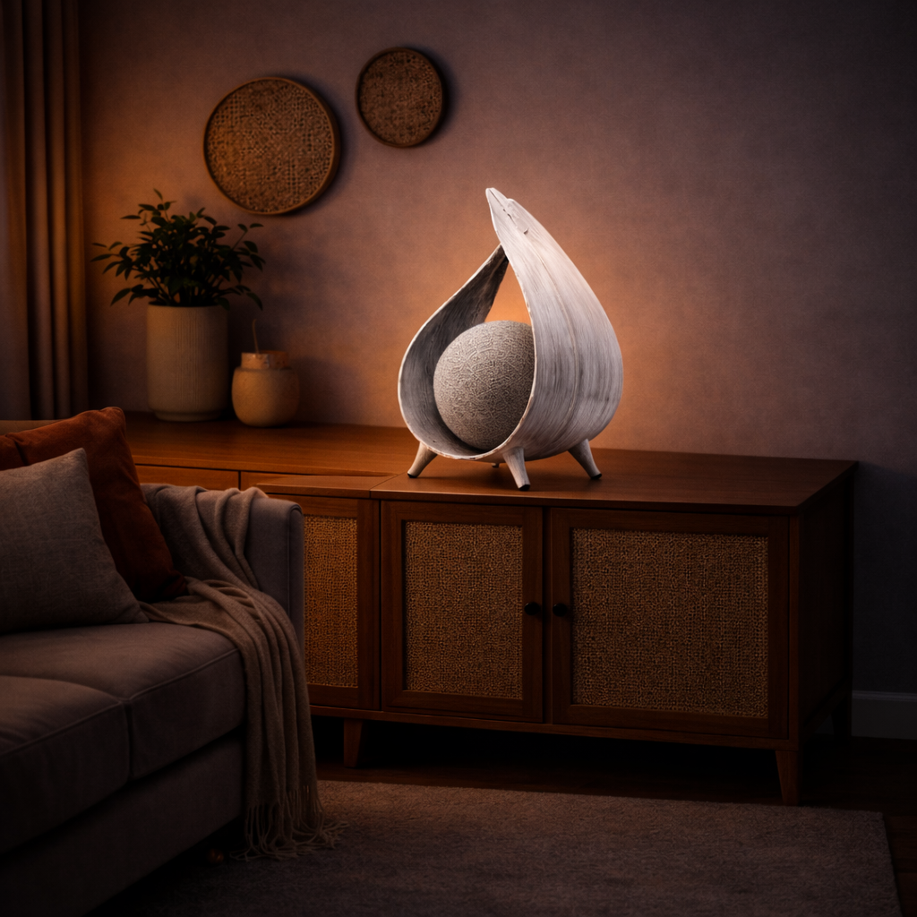 Coconut Leaf Table Lamp – Natural Handcrafted Design