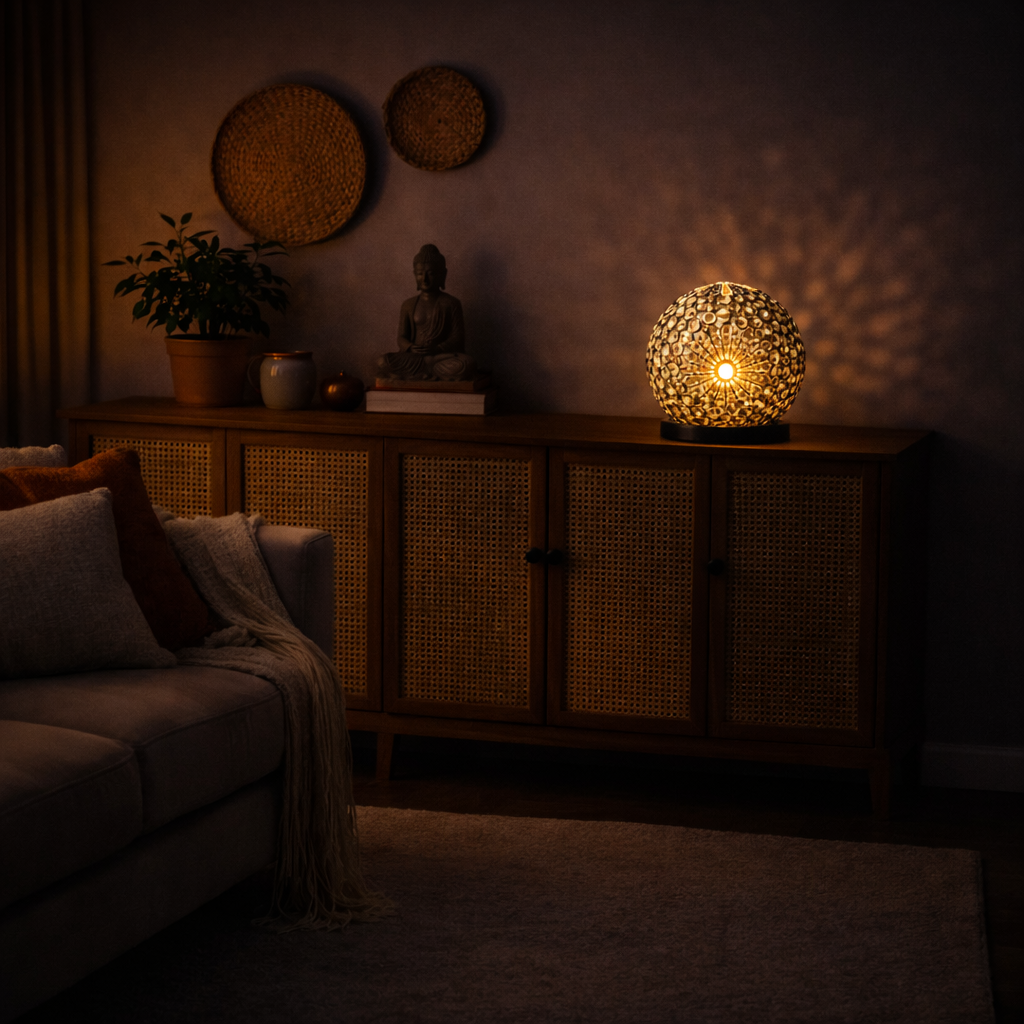 Boho Sea Shell Lamp - Chocolate Twist Globe