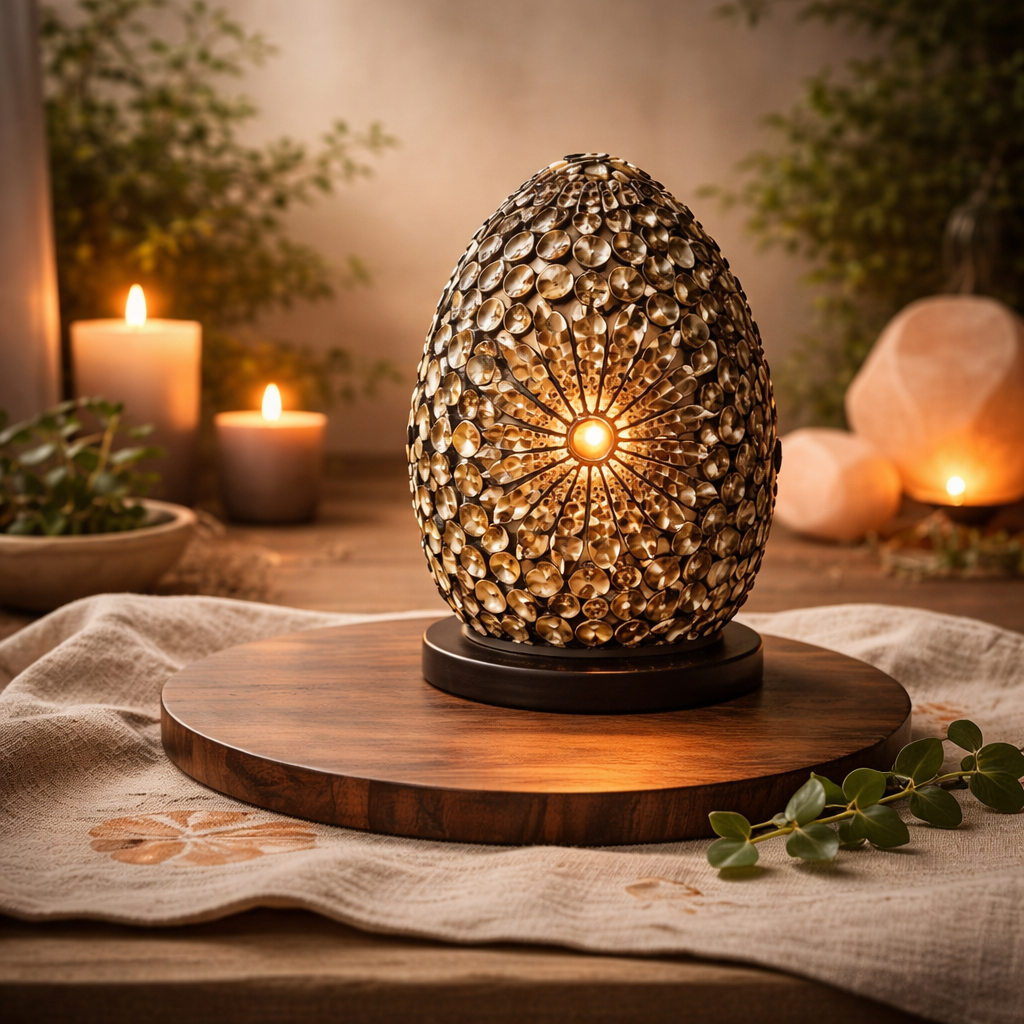 Boho Sea Shell Lamp - Chocolate Twist Oval