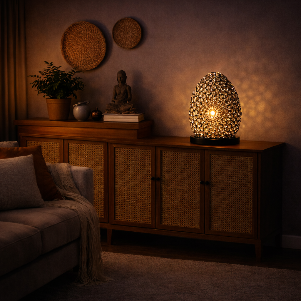 Boho Sea Shell Lamp - Chocolate Twist Oval