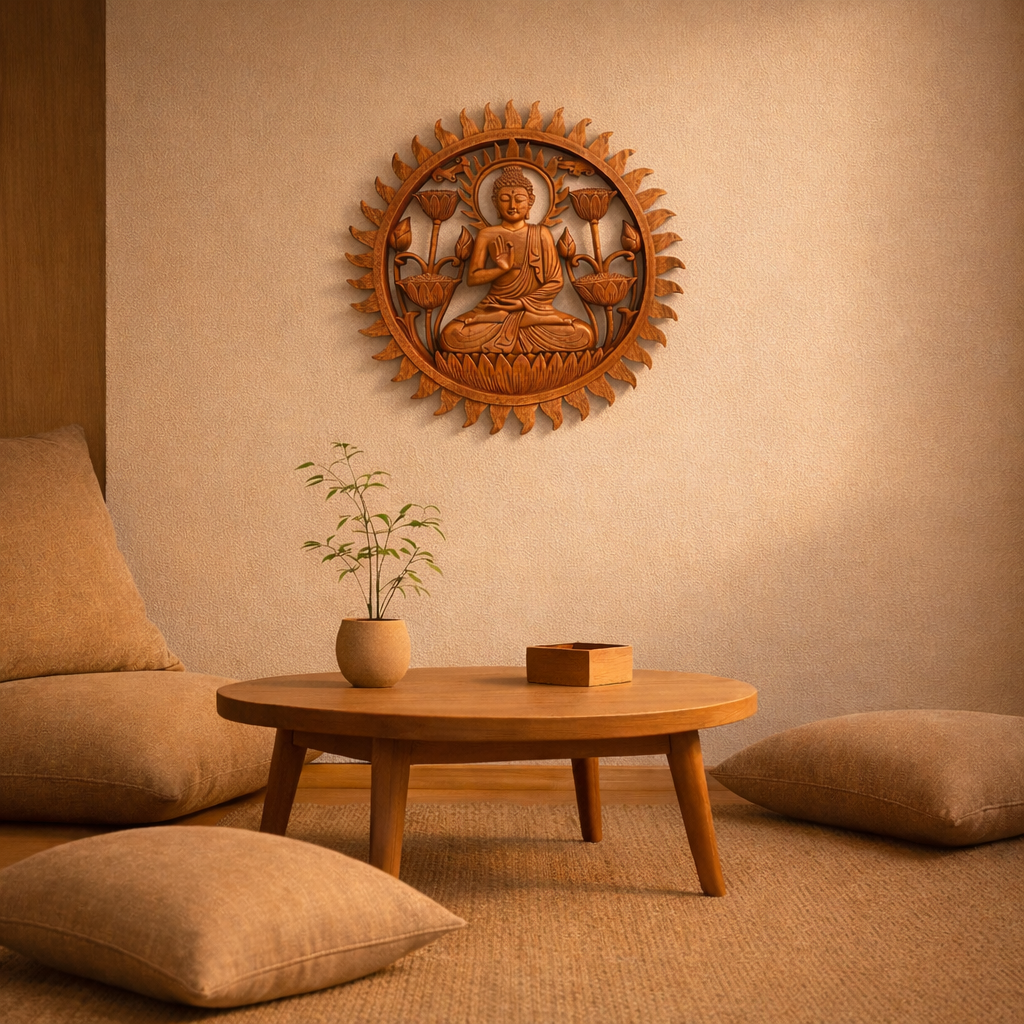Buddha & Lotus Panel