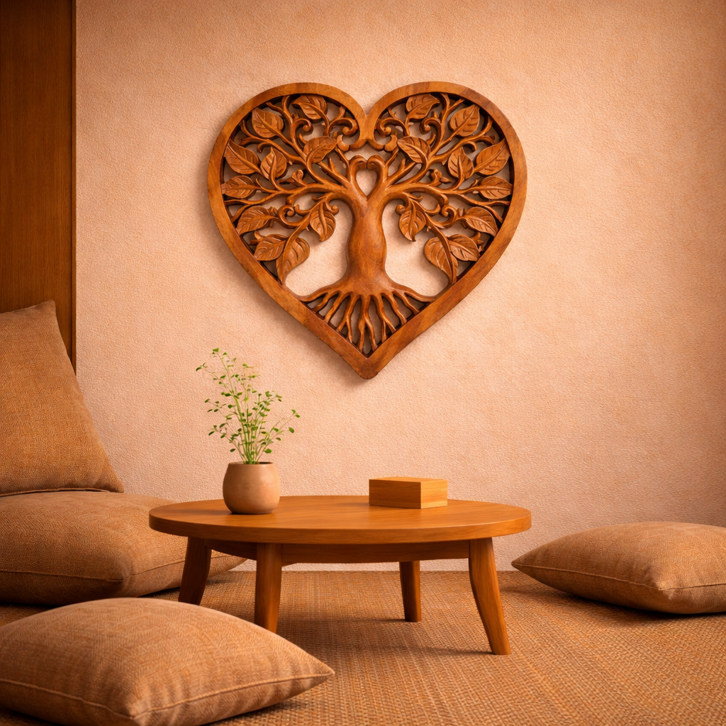 Heart Decorative Wooden Tree of Life Panel