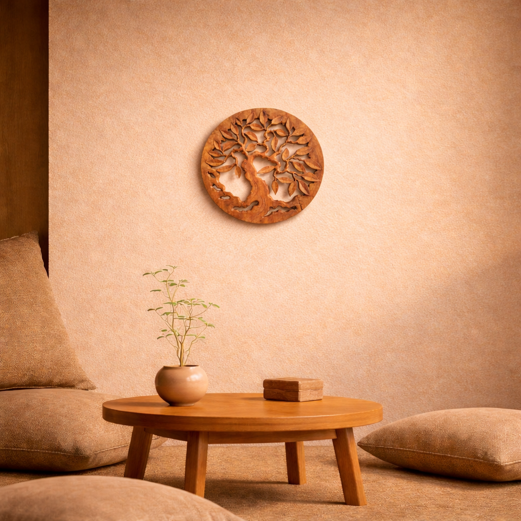 Round Decorative Wooden Chunk Tree of Life Panel