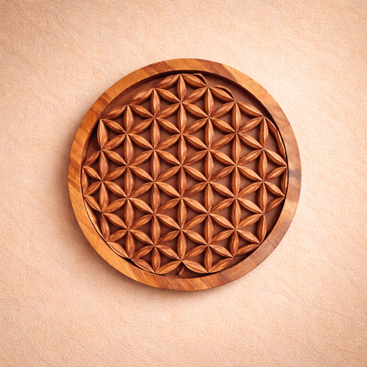 Round Decorative Wooden Flower of Life Panel