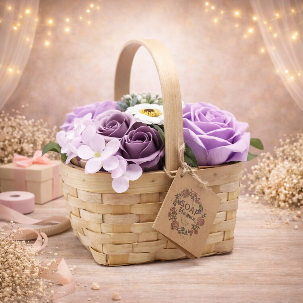 Medium Lilac Bouquet in Wicker Basket