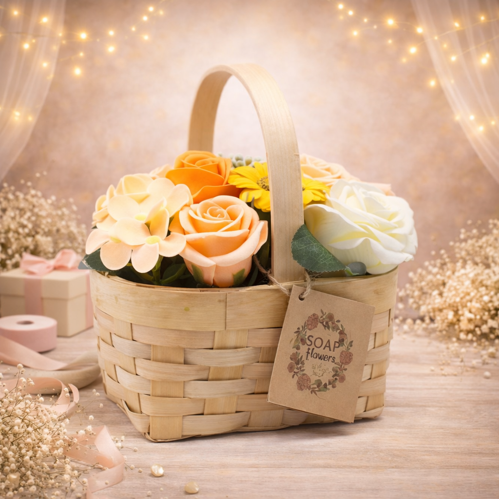 Medium Orange Bouquet in Wicker Basket