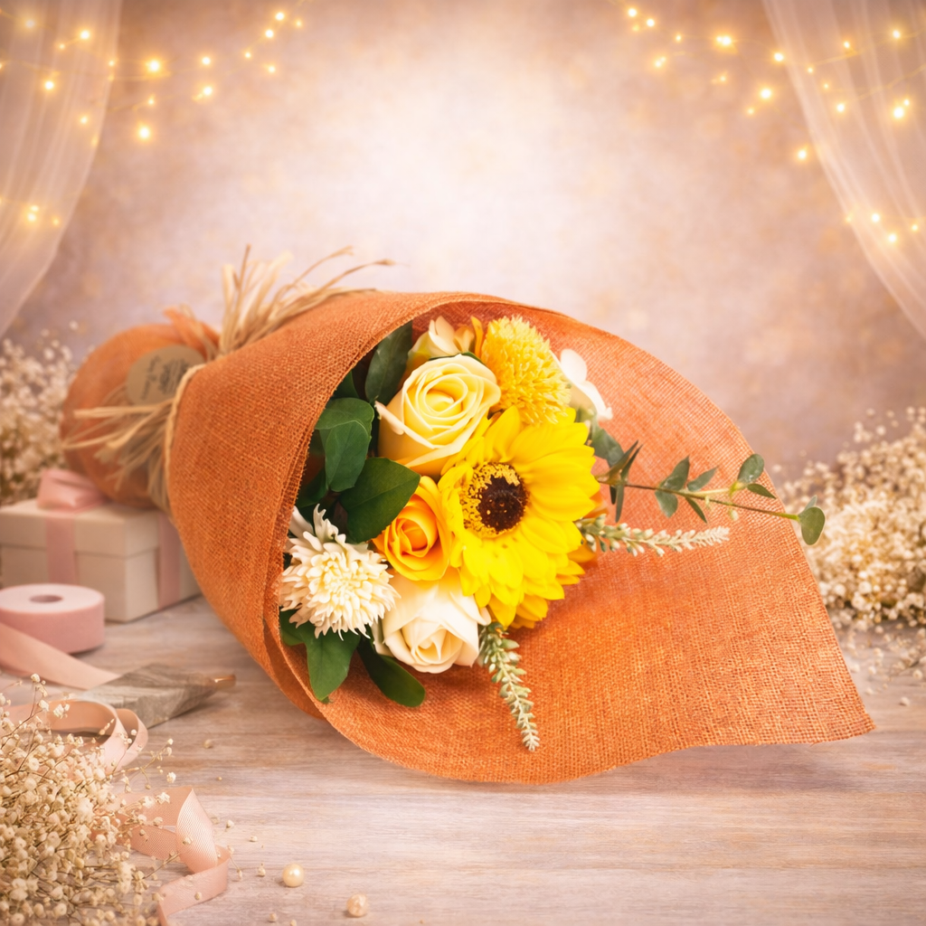 Standing Soap Flower Bouquet - Orange