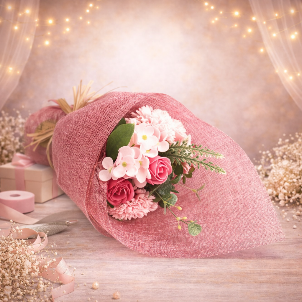 Standing Soap Flower Bouquet - Pink