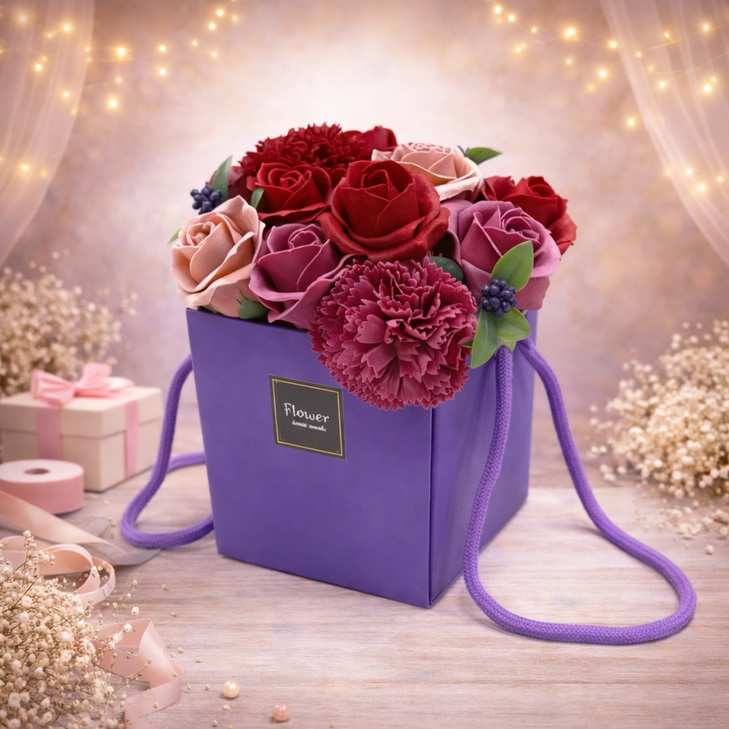 Soap Flower Bouqet - Purple Flower Garden