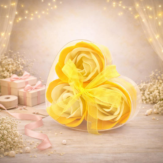 Set of 3 Soap Flower Heart Box - Spring Roses