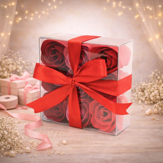Set of 9 Soap Flowers - Red Roses