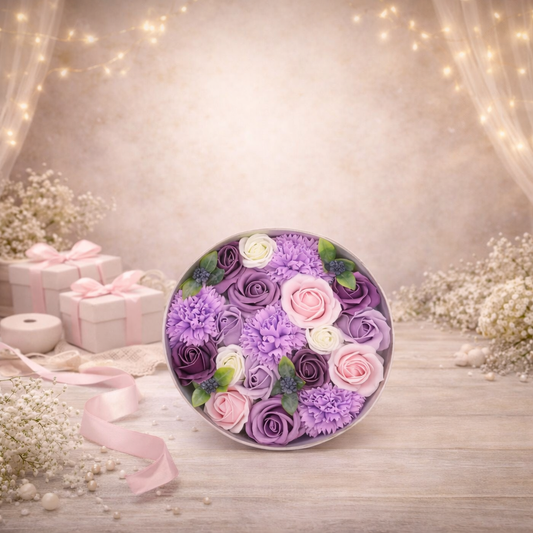 Round Box - Lavender Rose & Carnation