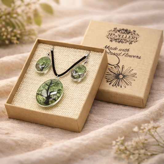 Pressed Flowers - Tree of Life set - Green