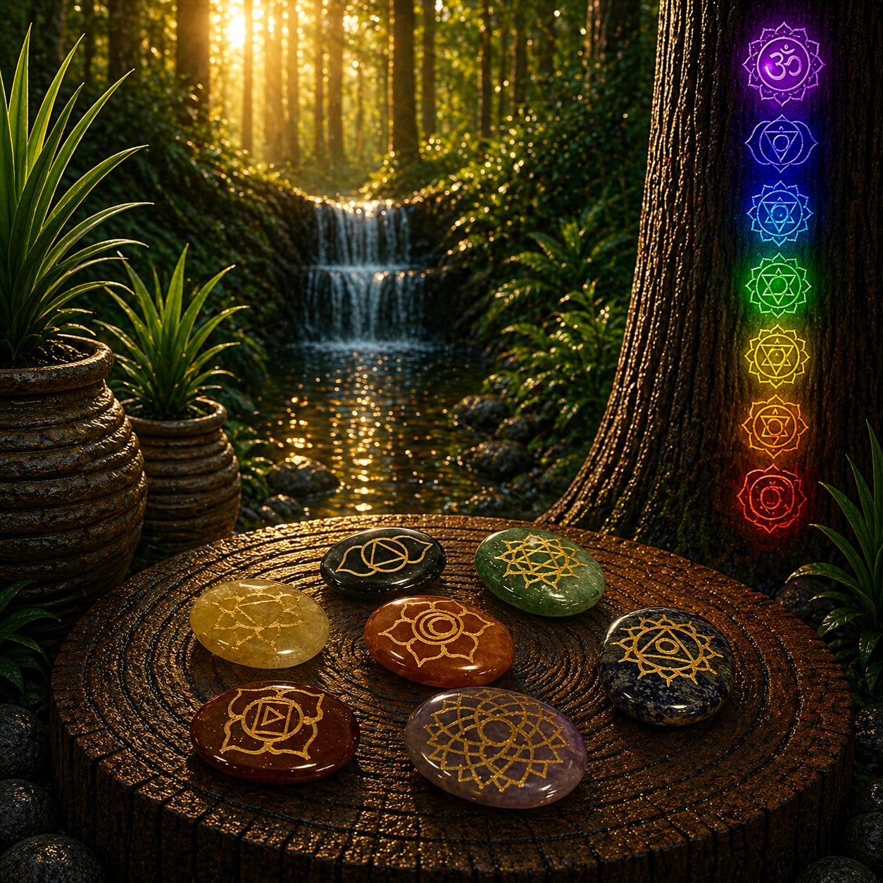 Large Stones Chakra Set ( oval shape )