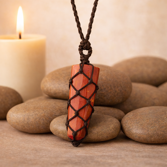 Flacher Anhänger mit Spitze aus rotem Jaspis – Roter Jaspis