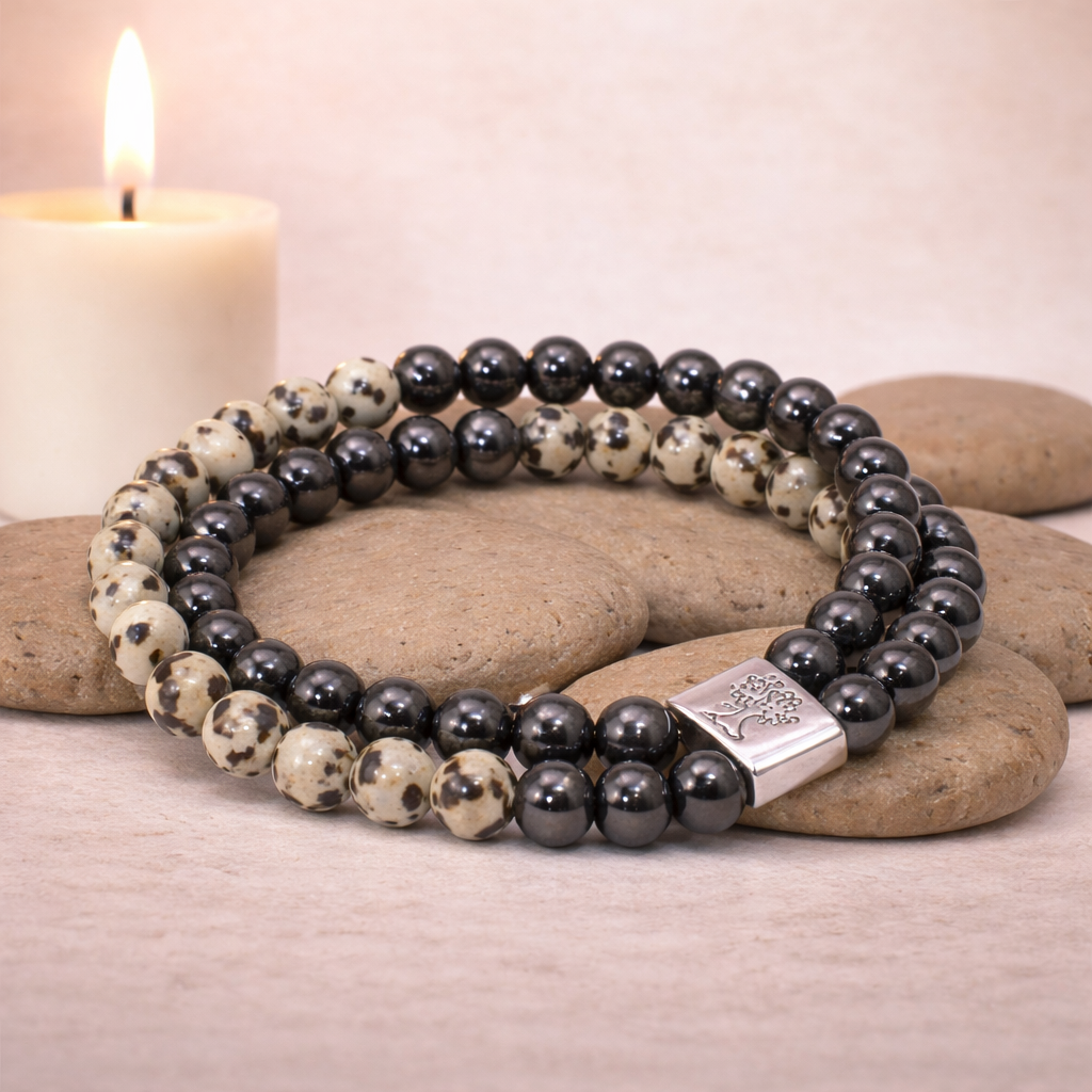 Magnetisches Armband aus Dalmatinerjaspis – Naturstein-Design