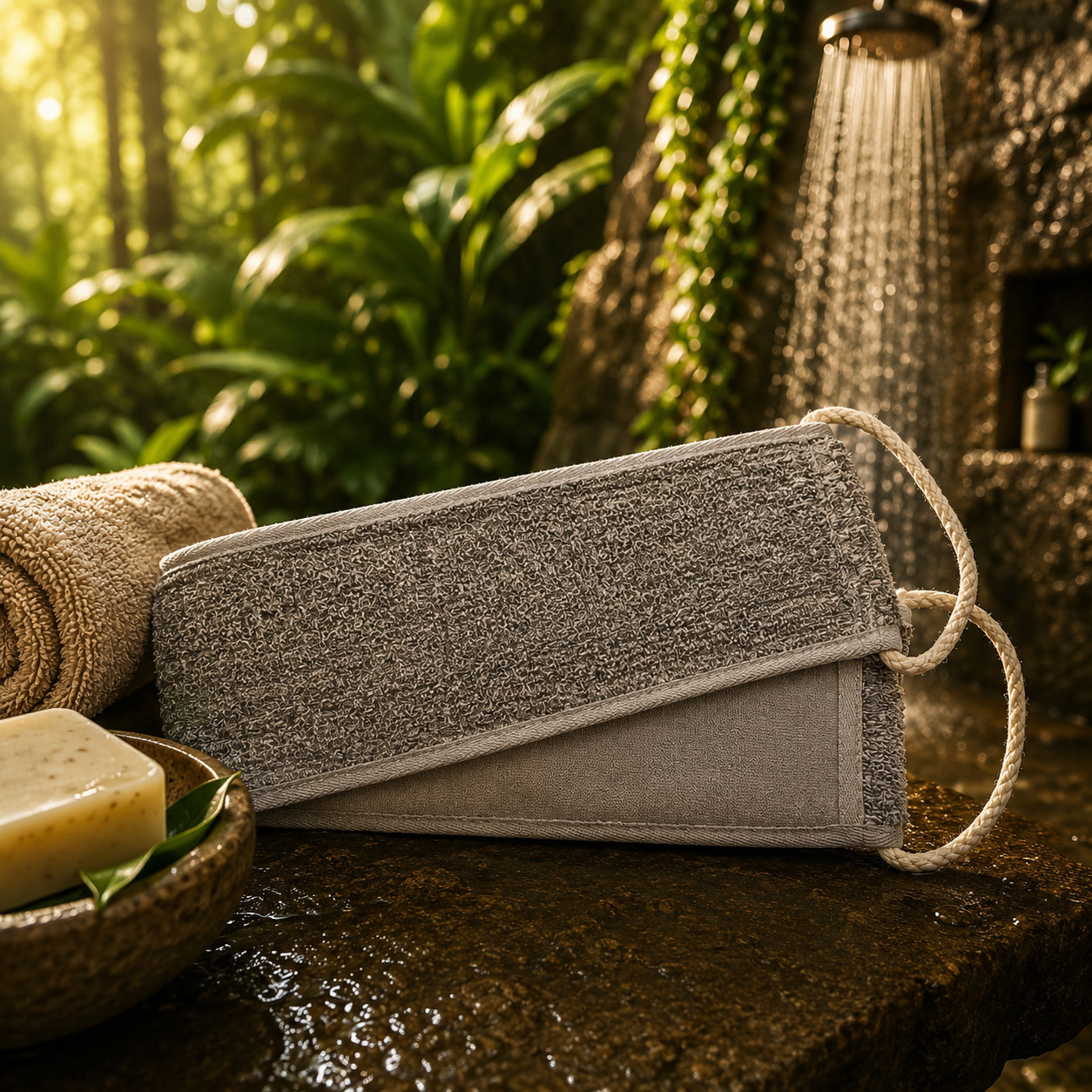 Bamboo & Linen Back Strap  - Charcoal