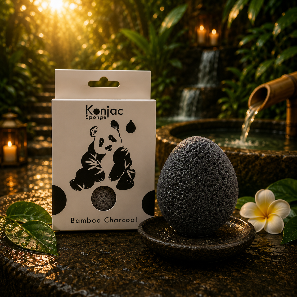 Teardrop Konjac Sponge - Bamboo Charcoal - Anti-bacterial