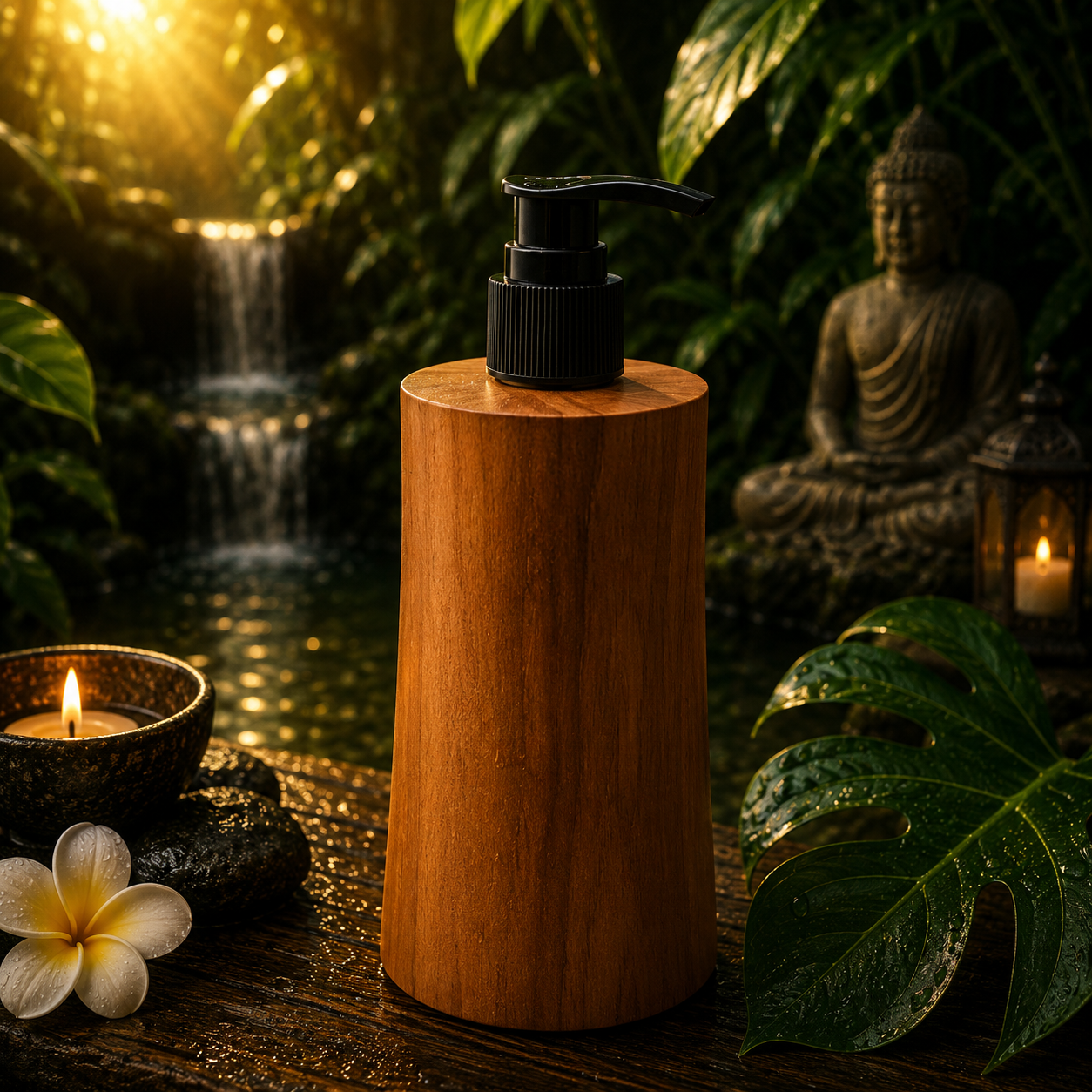 Natural Teakwood Soap Dispencer - Taper