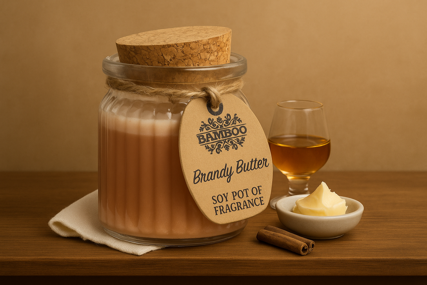 Bougie soja brandy butter en pot – Parfum gourmand