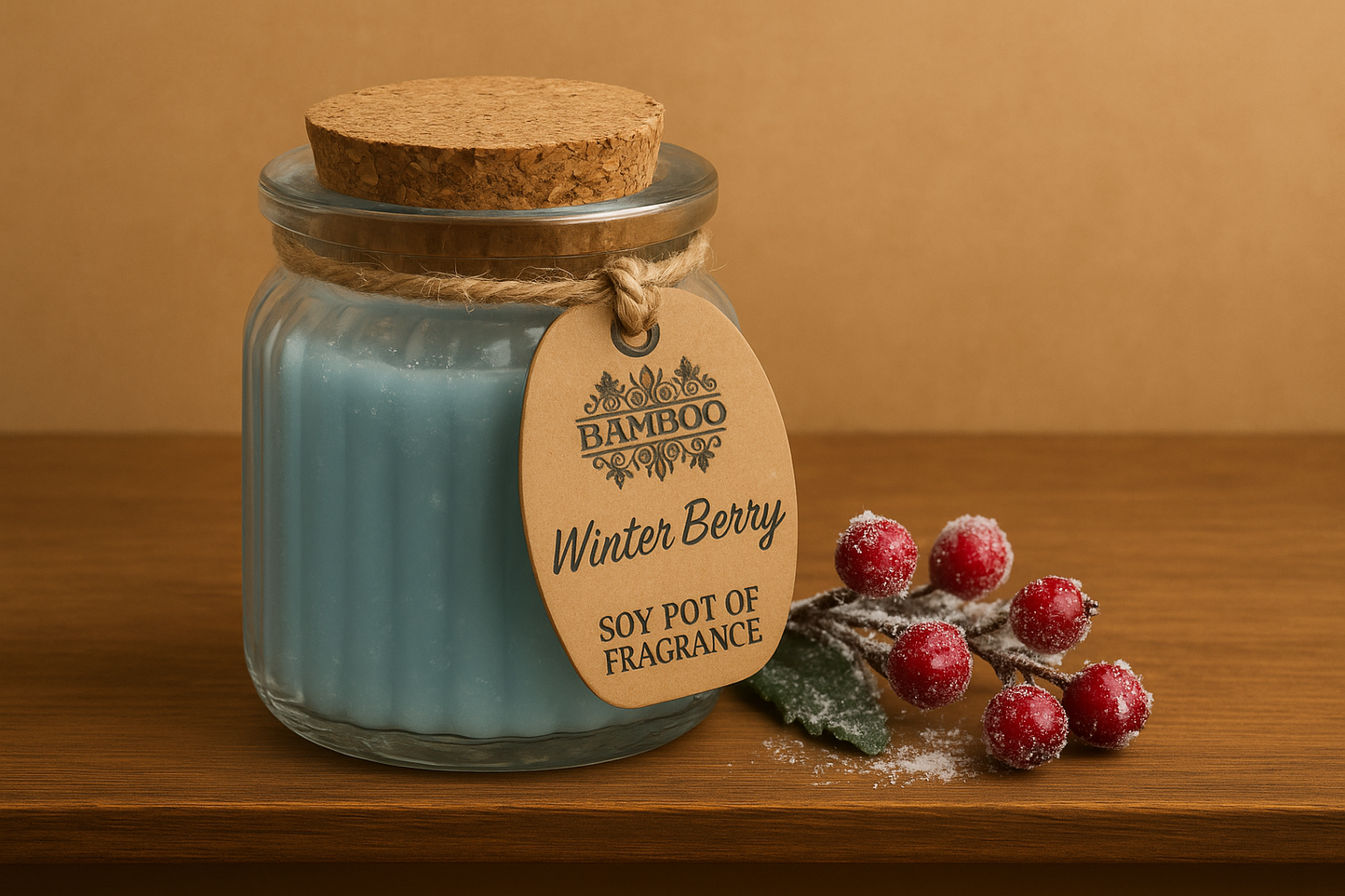 Bougie soja baies d’hiver en pot – Parfum fruité