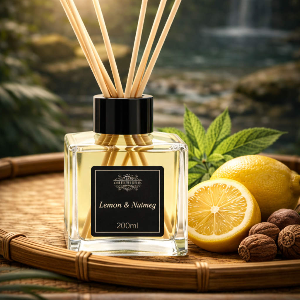 Duftstäbchen mit ätherischem Zitronen- und Muskatnussöl